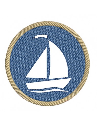 machine embroidery design boat embossed