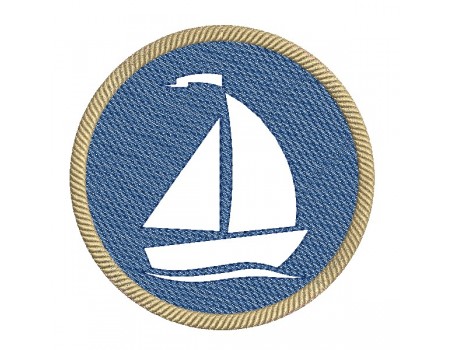 machine embroidery design boat embossed