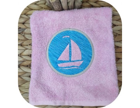 machine embroidery design boat embossed