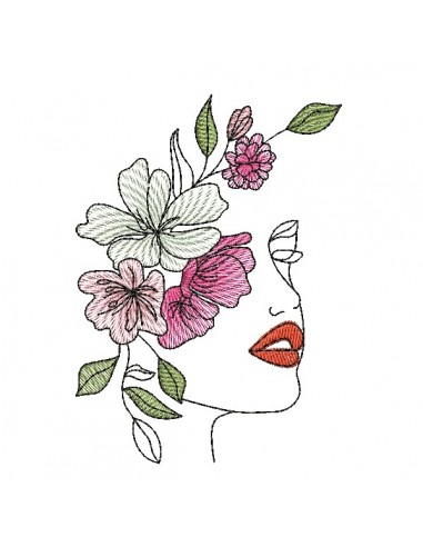 Machine embroidery design woman flowers