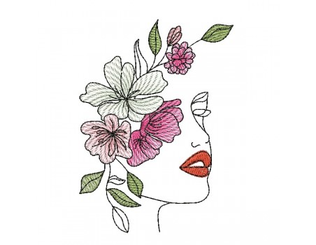 Machine embroidery design woman flowers