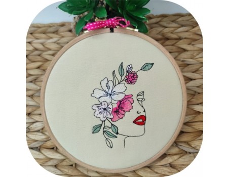 Machine embroidery design woman flowers