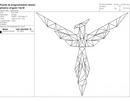 Motif de broderie machine phoenix