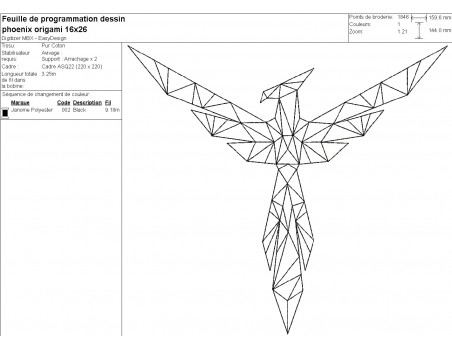 Motif de broderie machine phoenix