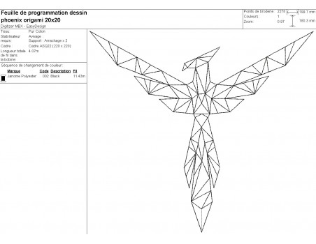 Motif de broderie machine phoenix