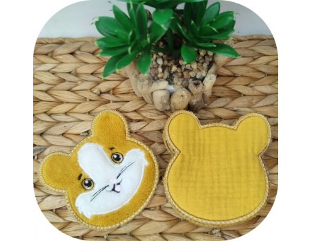 machine embroidery design ith reusable hamster head cotton wipes