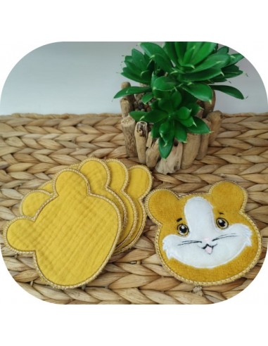 machine embroidery design ith reusable hamster head cotton wipes