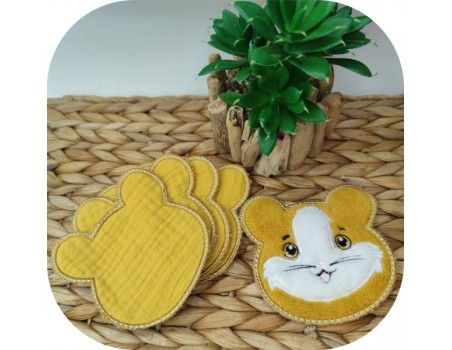 machine embroidery design ith reusable hamster head cotton wipes