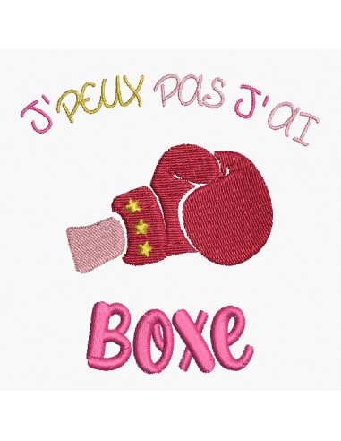 Motif de broderie machine j'peux pas j'ai boxe