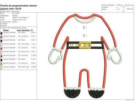 machine embroidery design applique santa claus pajamas