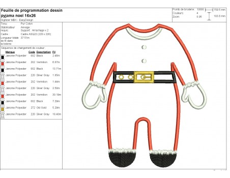 machine embroidery design applique santa claus pajamas