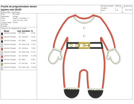 machine embroidery design applique santa claus pajamas