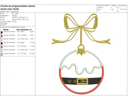 machine embroidery design applique christmas ball