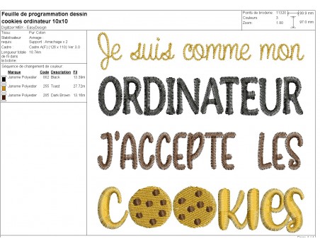 Motif de broderie machine cookies ordinateur