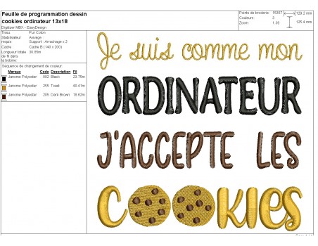 Motif de broderie machine cookies ordinateur