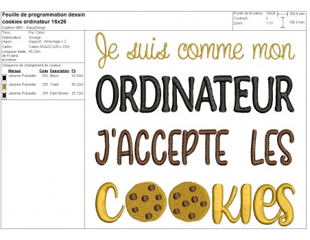 Motif de broderie machine cookies ordinateur