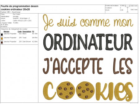 Motif de broderie machine cookies ordinateur