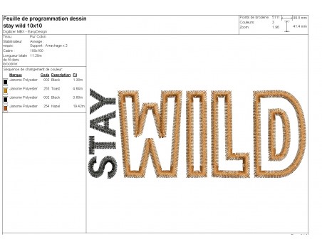 machine embroidery design applique stay wild