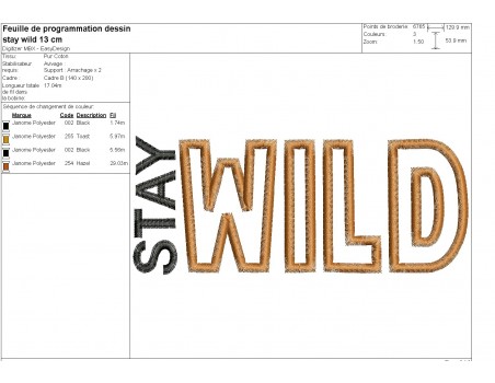 machine embroidery design applique stay wild