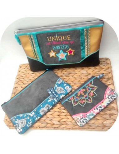 machine embroidery  design ith applique  pencil case