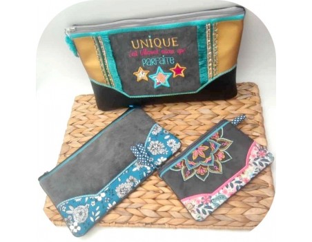 machine embroidery  design ith applique  pencil case