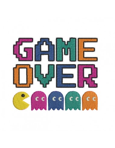 machine embroidery design  game over pac man