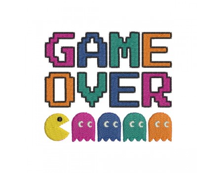 machine embroidery design  game over pac man