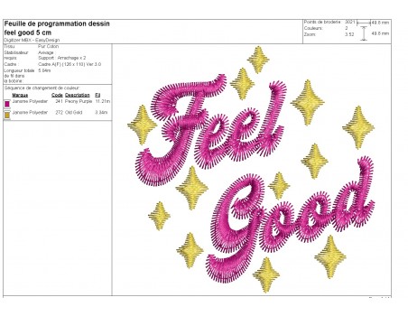 Motif de broderie machine feel good