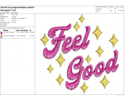 Motif de broderie machine feel good