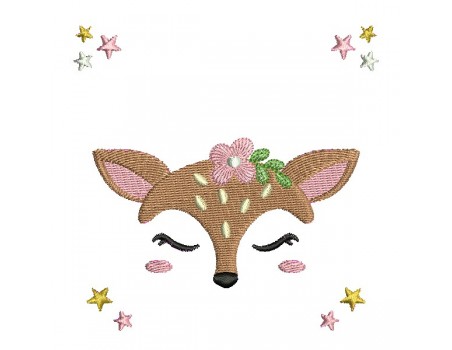 Motif de broderie machine tête de biche