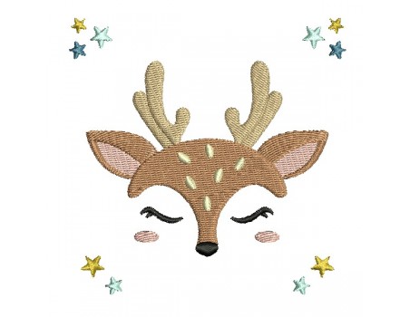 machine embroidery design head deer