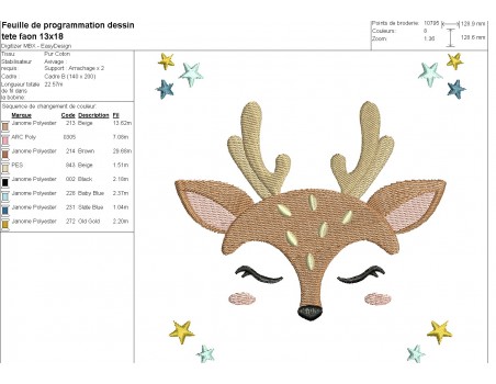 machine embroidery design head deer