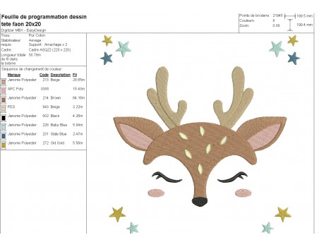 machine embroidery design head deer