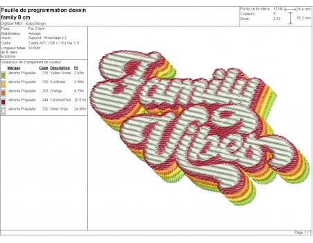 Motif de broderie machine family vibes