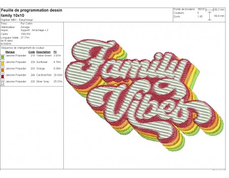 Motif de broderie machine family vibes