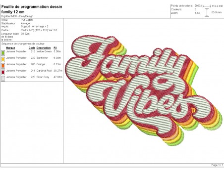 Motif de broderie machine family vibes