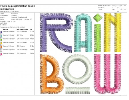 machine embroidery design  rain bow