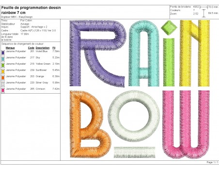 machine embroidery design  rain bow