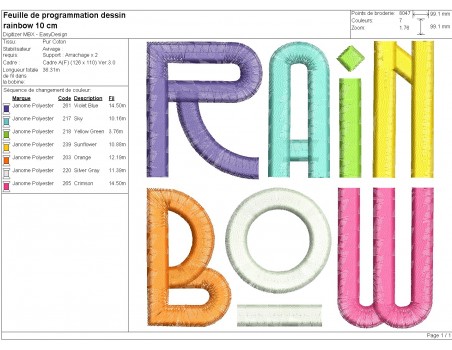 machine embroidery design  rain bow