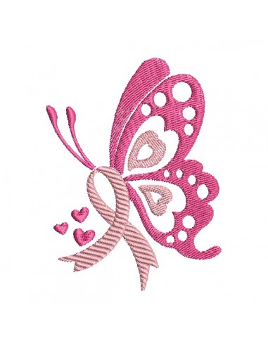 Motif de broderie machine papillon ruban Octobre Rose