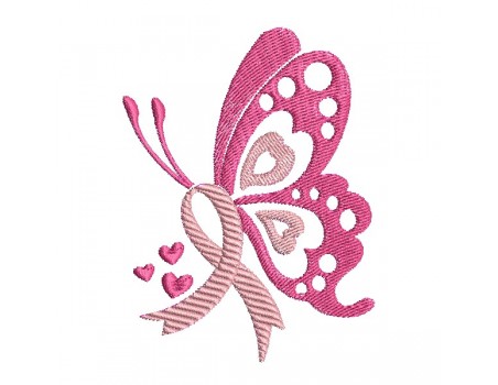 Motif de broderie machine papillon ruban Octobre Rose