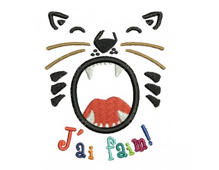 machine embroidery design tiger head