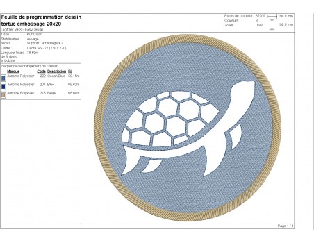 machine embroidery design sea ​​turtle embossed