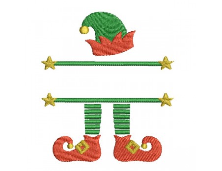 Motif de broderie machine lutin de  Noël prénom