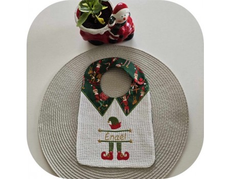 Motif de broderie machine lutin de  Noël prénom