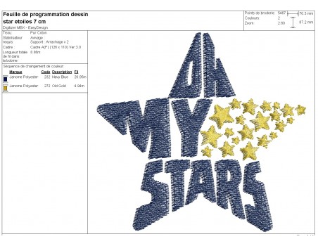 machine embroidery design  star oh my stars