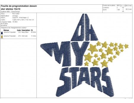 machine embroidery design  star oh my stars