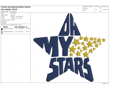 machine embroidery design  star oh my stars