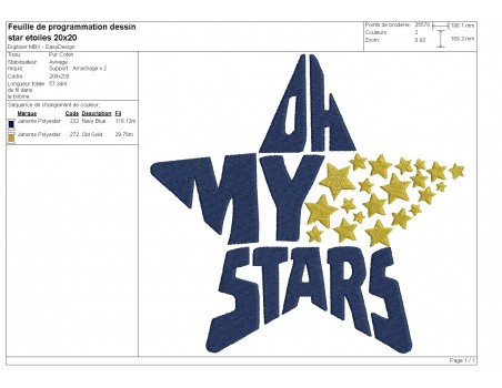 machine embroidery design  star oh my stars