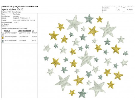 Motif de broderie machine étoiles en cercle